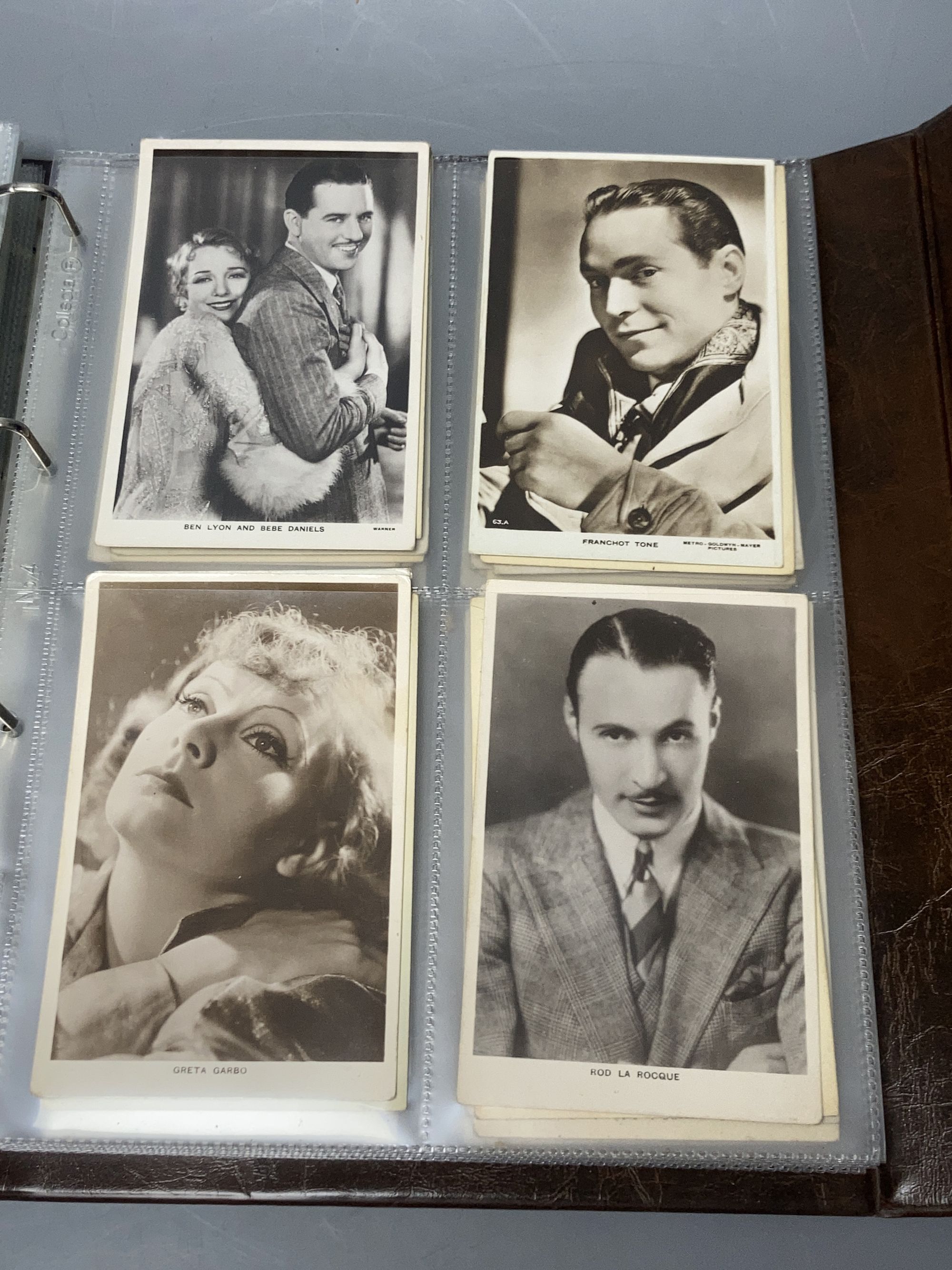 A collection of 196 1930-40's postcards of Hollywood actors and actresses